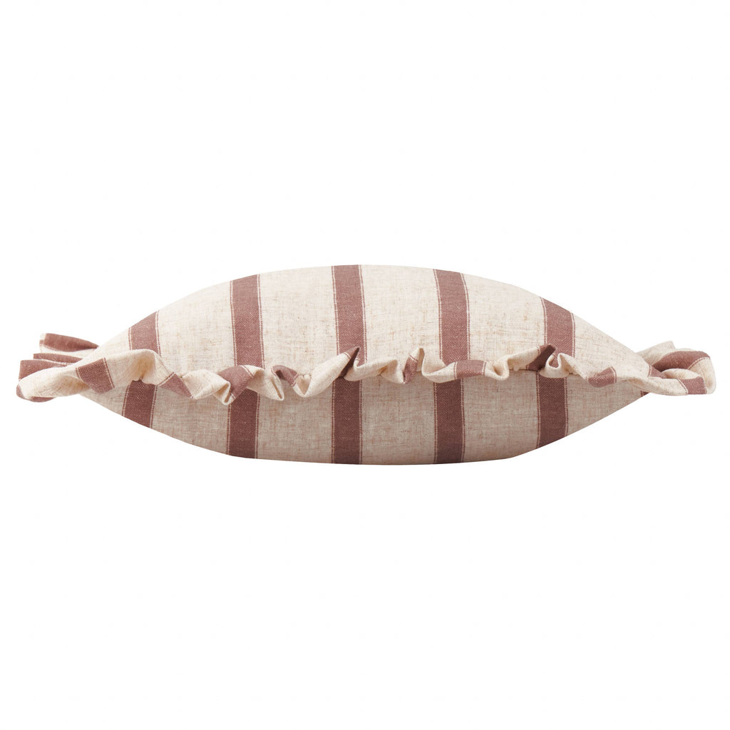 Square Striped Ruffle Cushion Cover - Clay Pink
