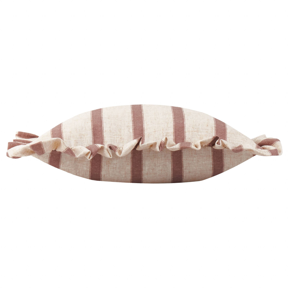 Square Striped Ruffle Cushion Cover - Clay Pink