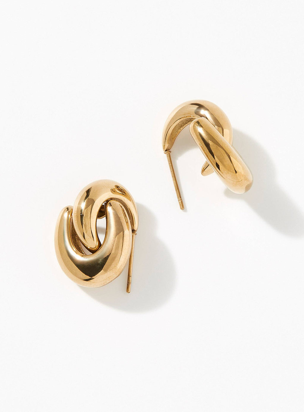 Puffy Door Knocker Hoop Earrings- Steel