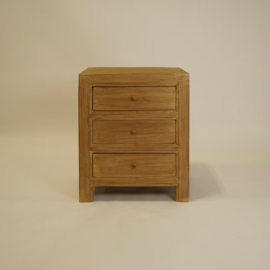 Elm Wood Nightstand with Drawers image 0