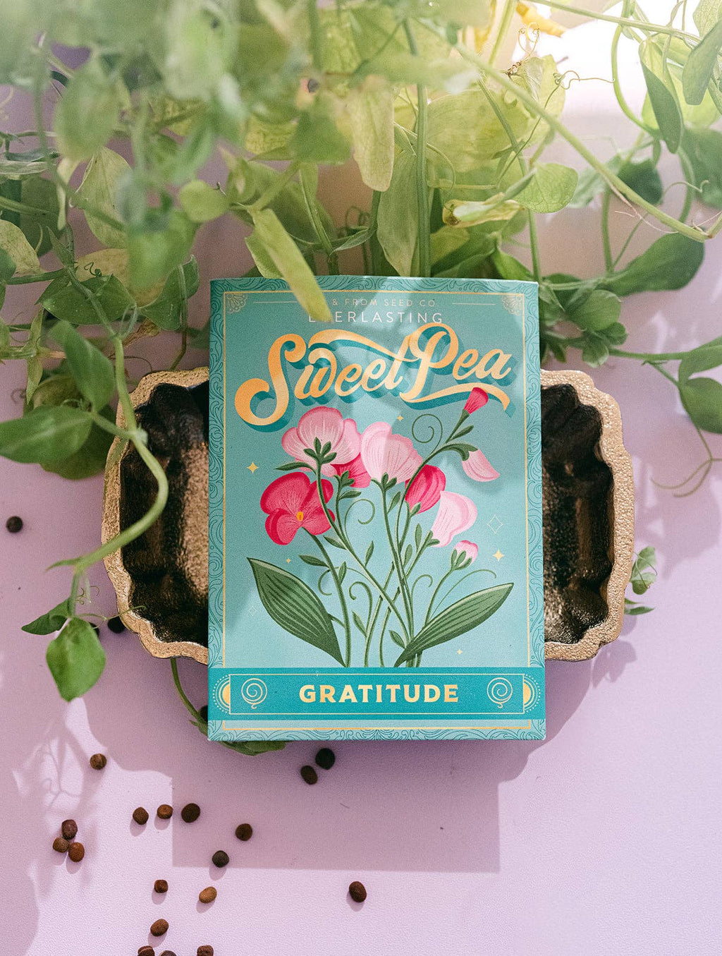 Seed Packet - Sweet Pea Flowers (Gratitude) - Gold Foil