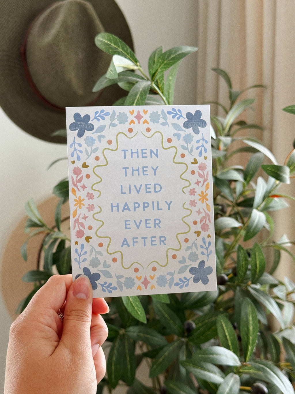 Happily Ever After  - Storybook Floral Folk Wedding Card