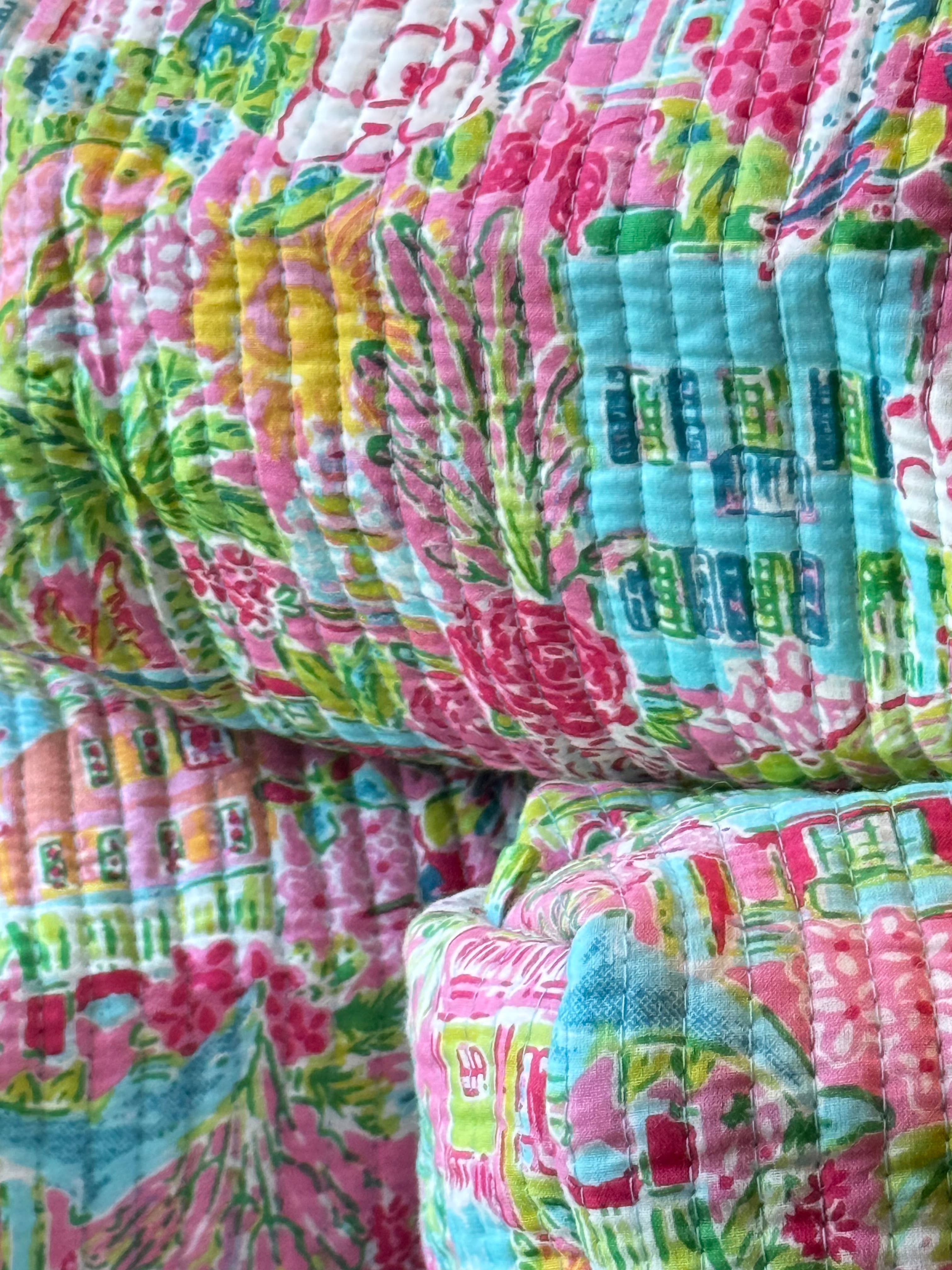 Block Printed and Handmade large waterproof toiletry pouch