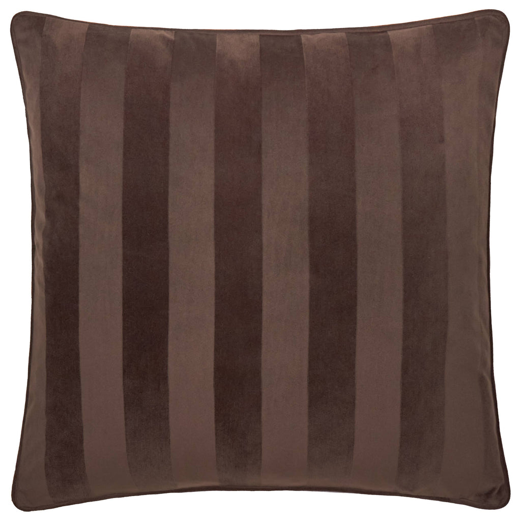 Regency Stripe Velvet Cushion Chocolate