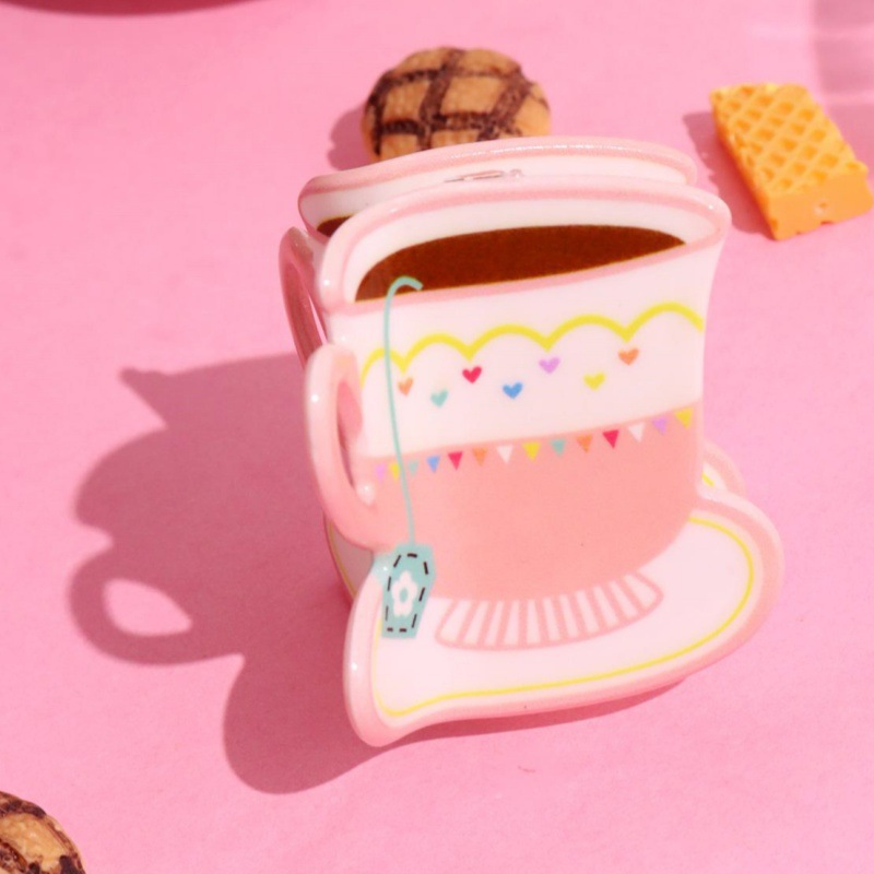 Floral Tea Cup Hair Claw Clip | Cozy Reading Style