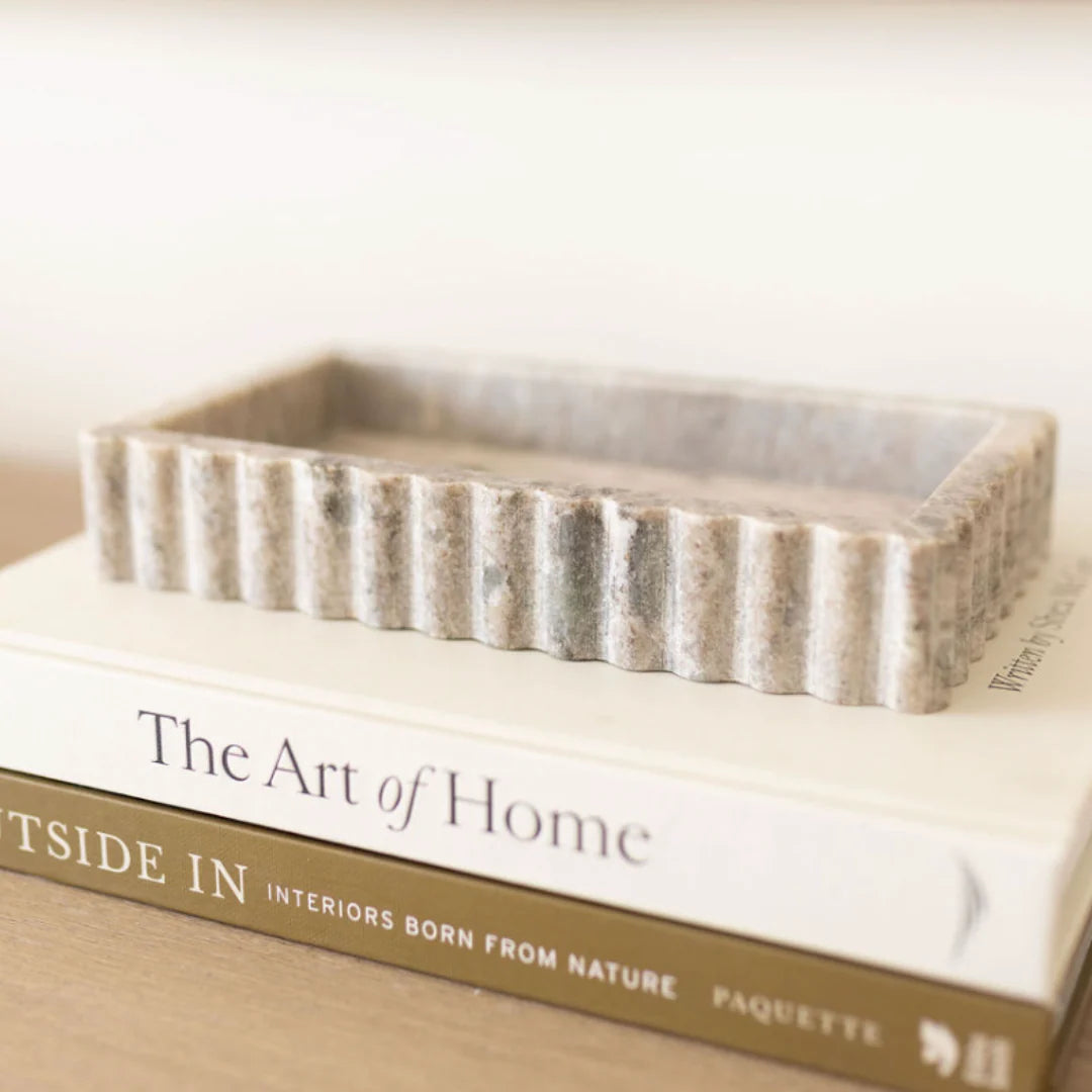 Beige Fluted Marble Bridge Tray image 2