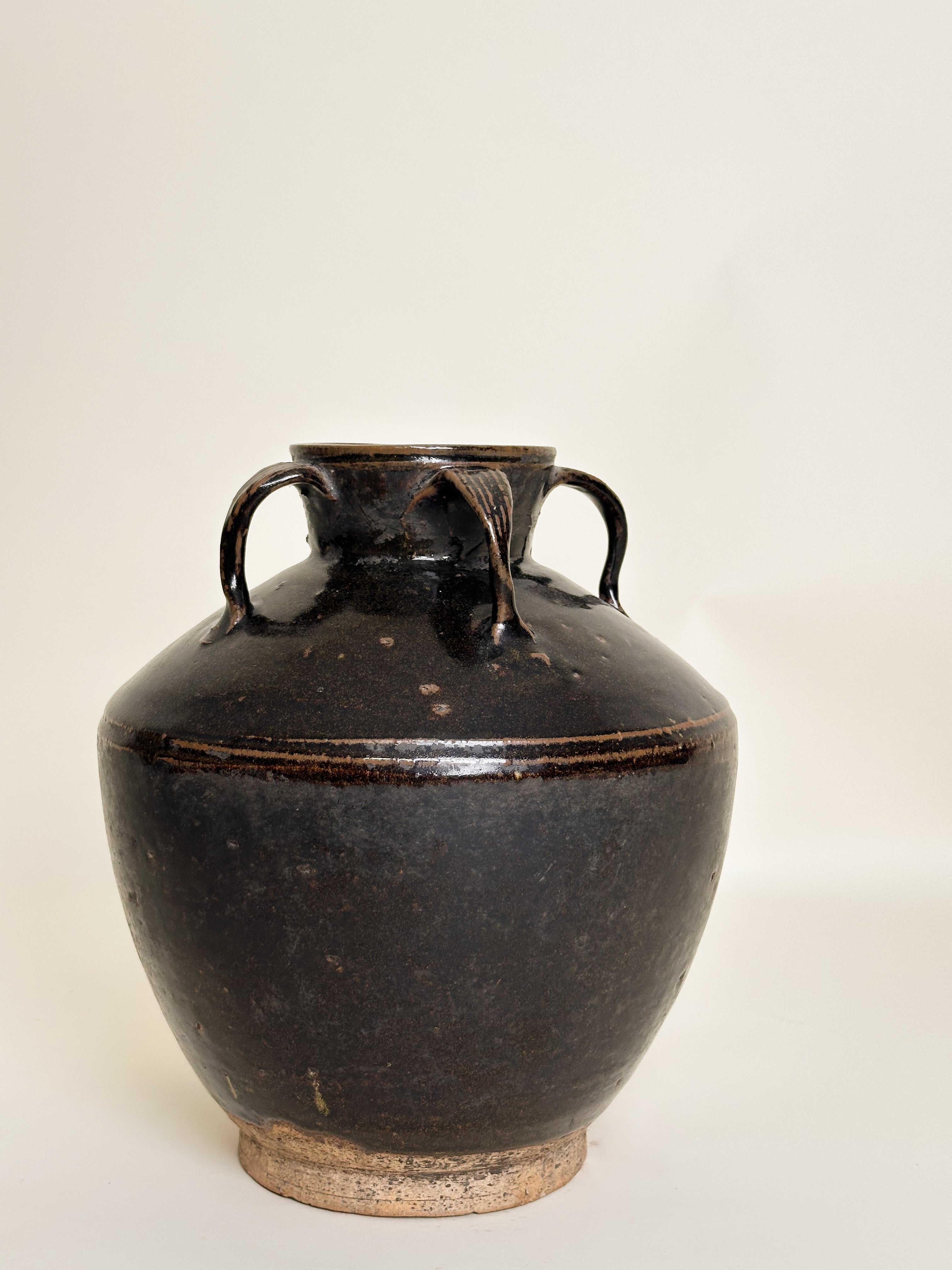 Vintage Brown Glazed Four Handle Pot image 2