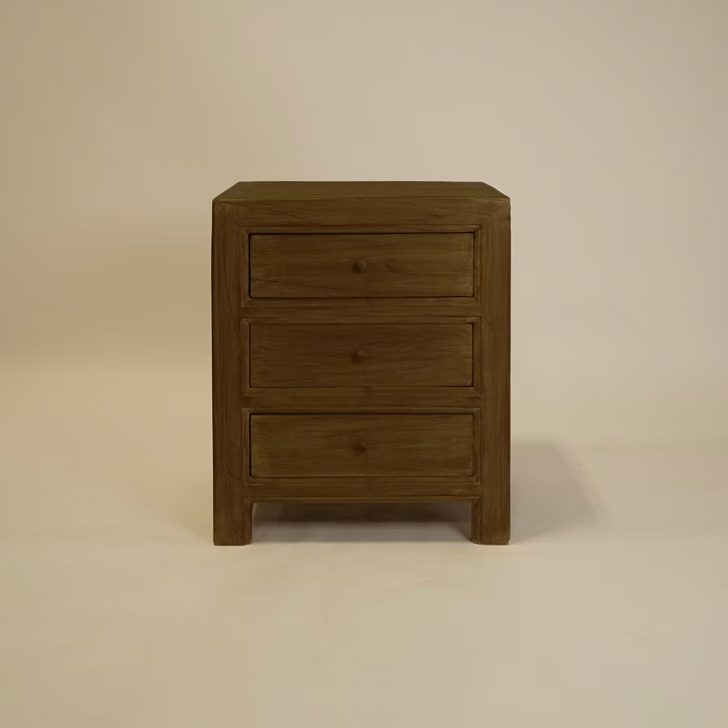 Elm Wood Nightstand with Drawers image 4