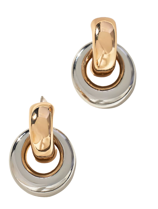 Puffy Door Knocker Hoop Earrings- Steel