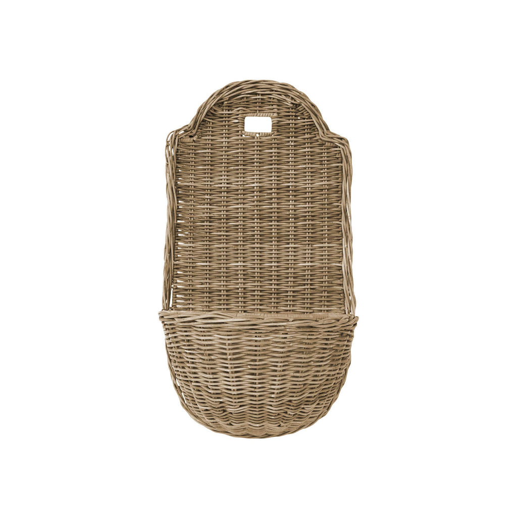 LARGE KUBU GREY RATTAN WALL PLANTER WITH LINER