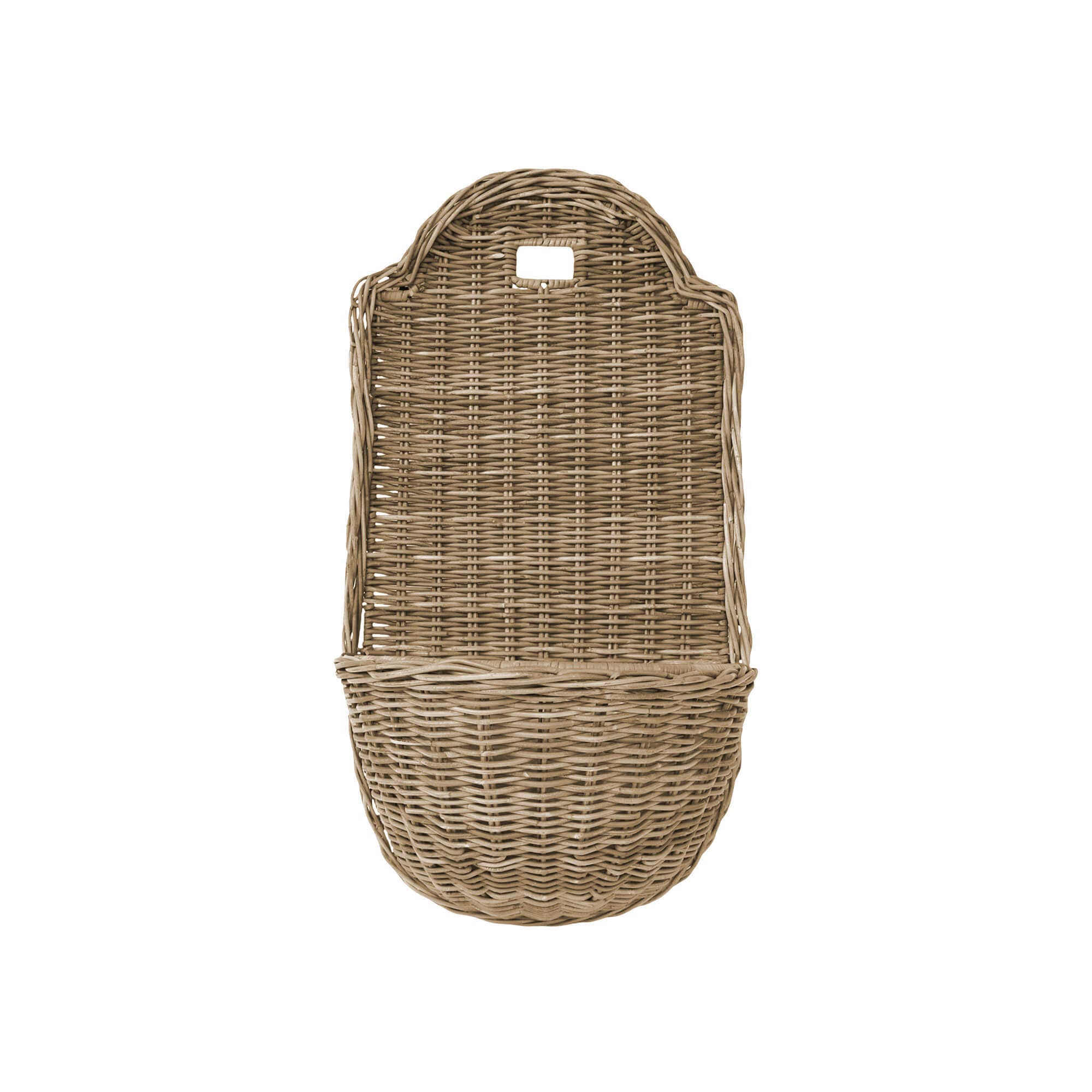 LARGE KUBU GREY RATTAN WALL PLANTER WITH LINER