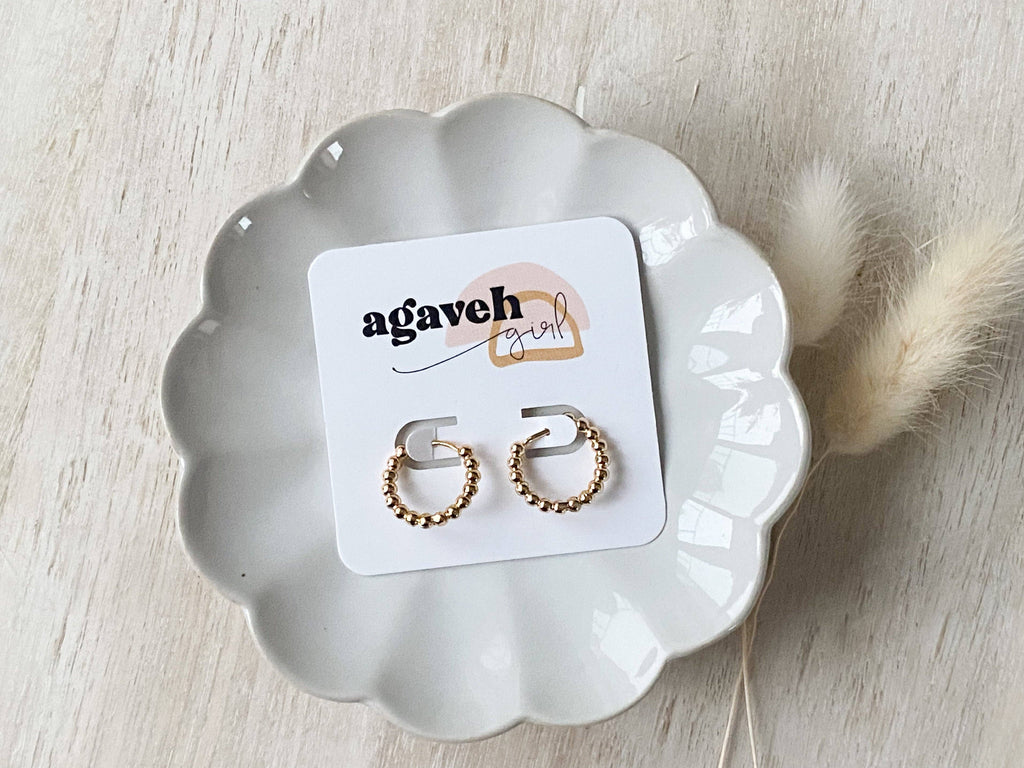 Beaded Gold Hoops