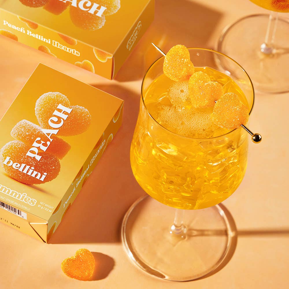 Peach Bellini Gummies, Chewy Candies, All natural