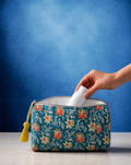 Block Printed and Handmade large waterproof toiletry pouch
