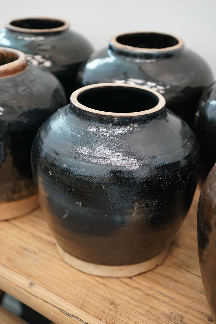 Glazed Black Vintage Pot image 4