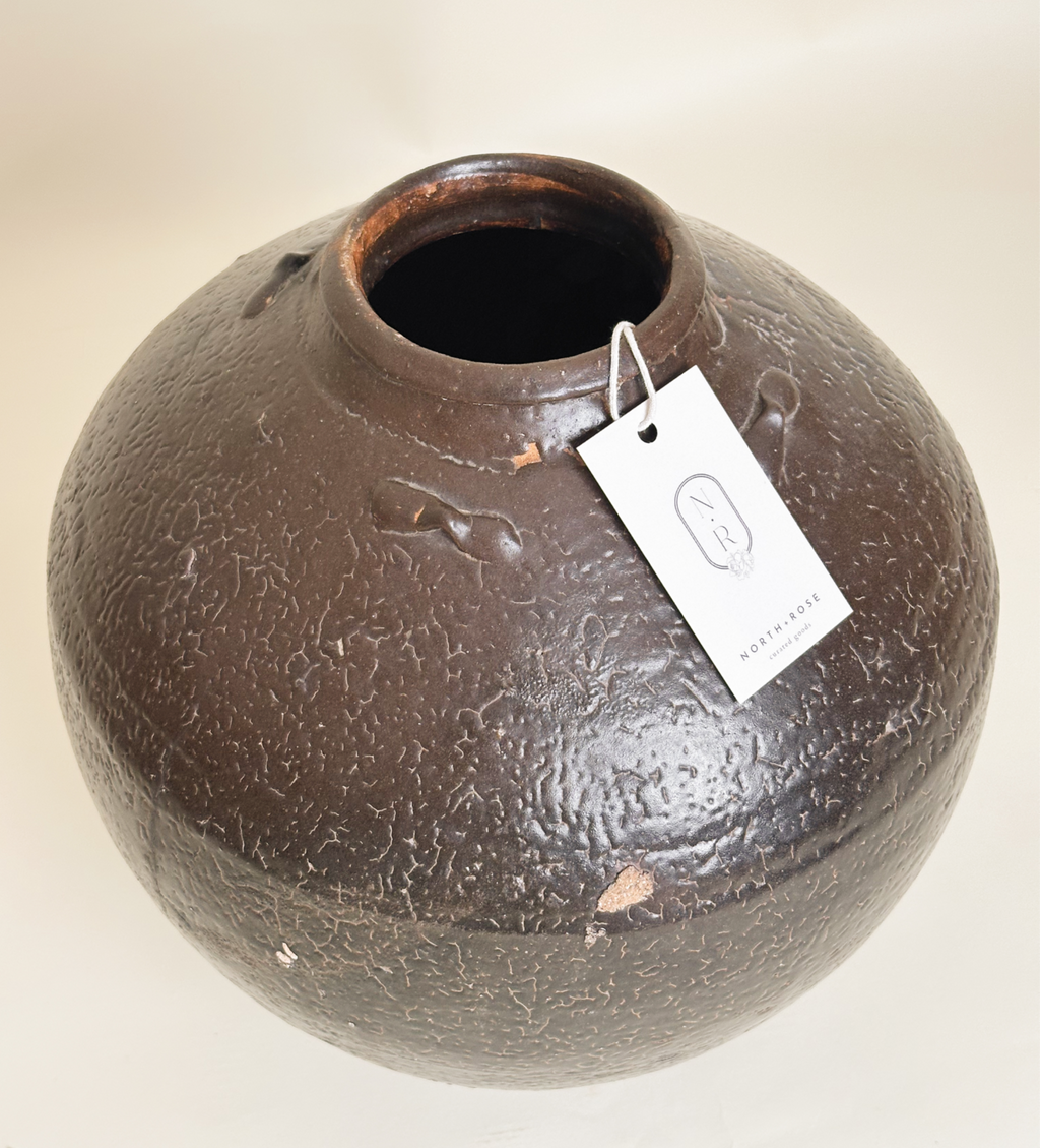 Glazed Brown Vintage Pot image 2