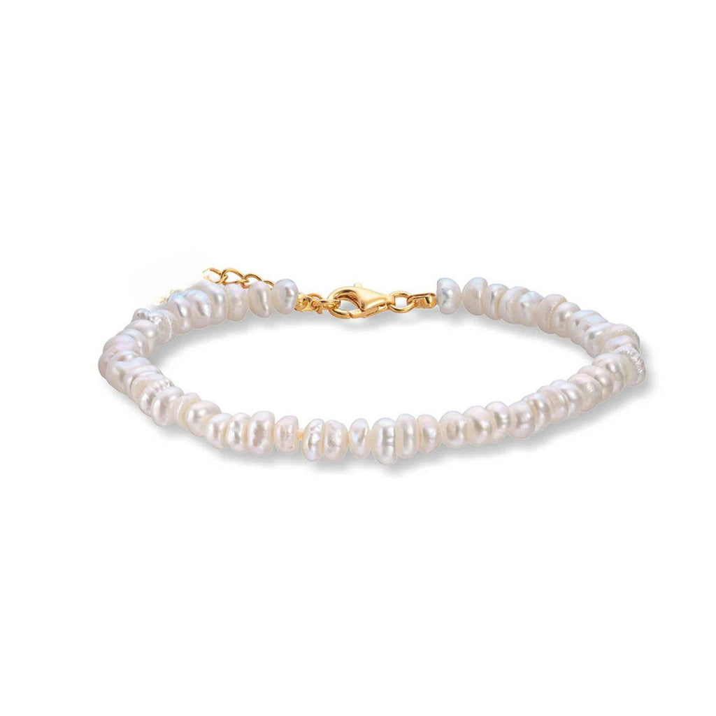 Luna Bloom Dainty Petite Buroque Pearl Bracelet – Steel 