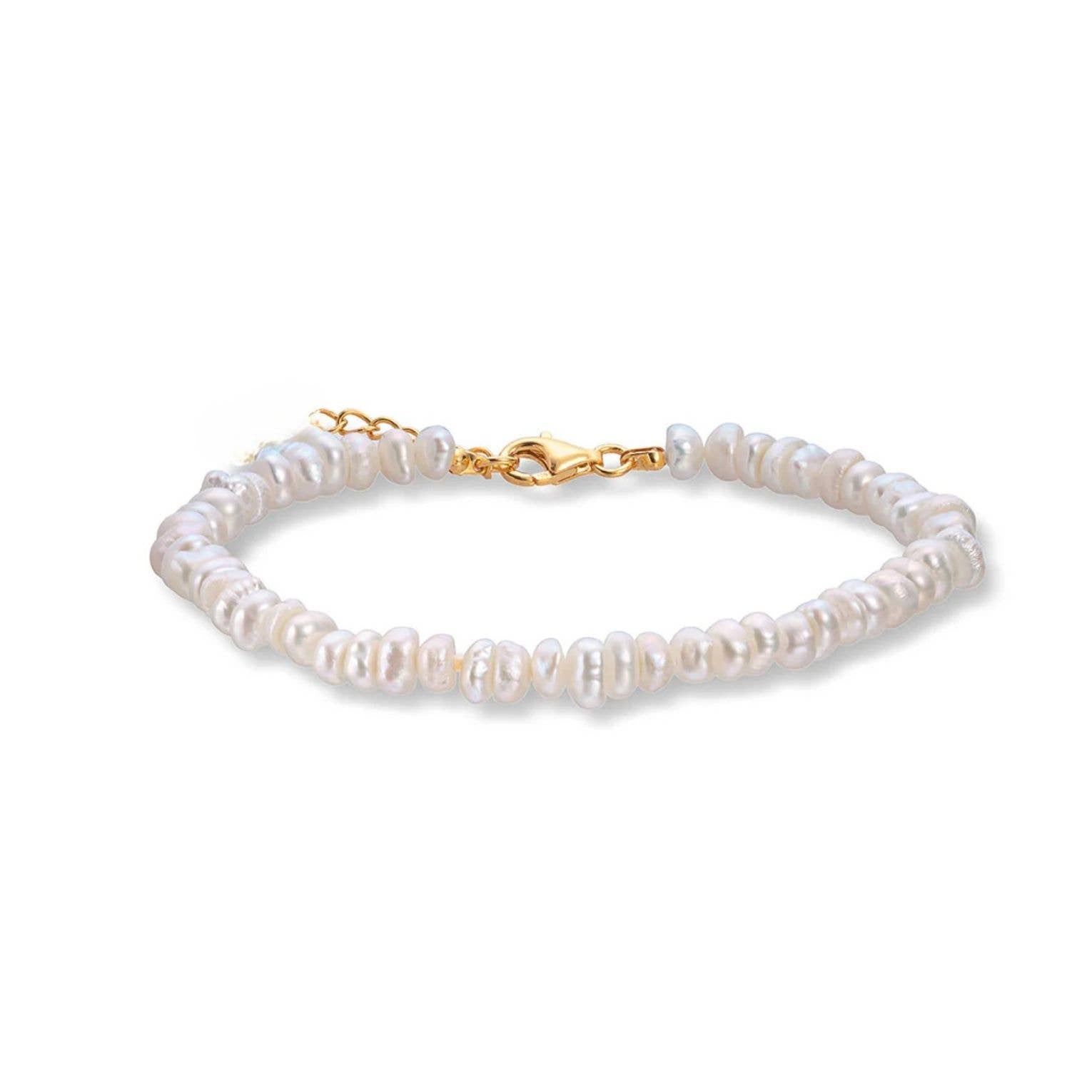 Luna Bloom Dainty Petite Buroque Pearl Bracelet – Steel 