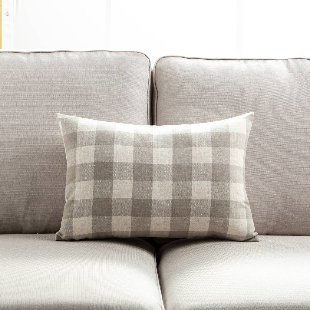 Neutral tones pillows in classic check and stripe pattern
