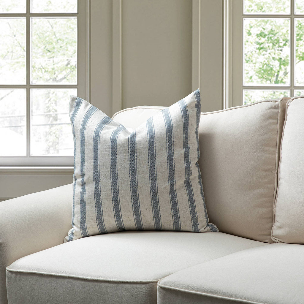 Neutral tones pillows in classic check and stripe pattern