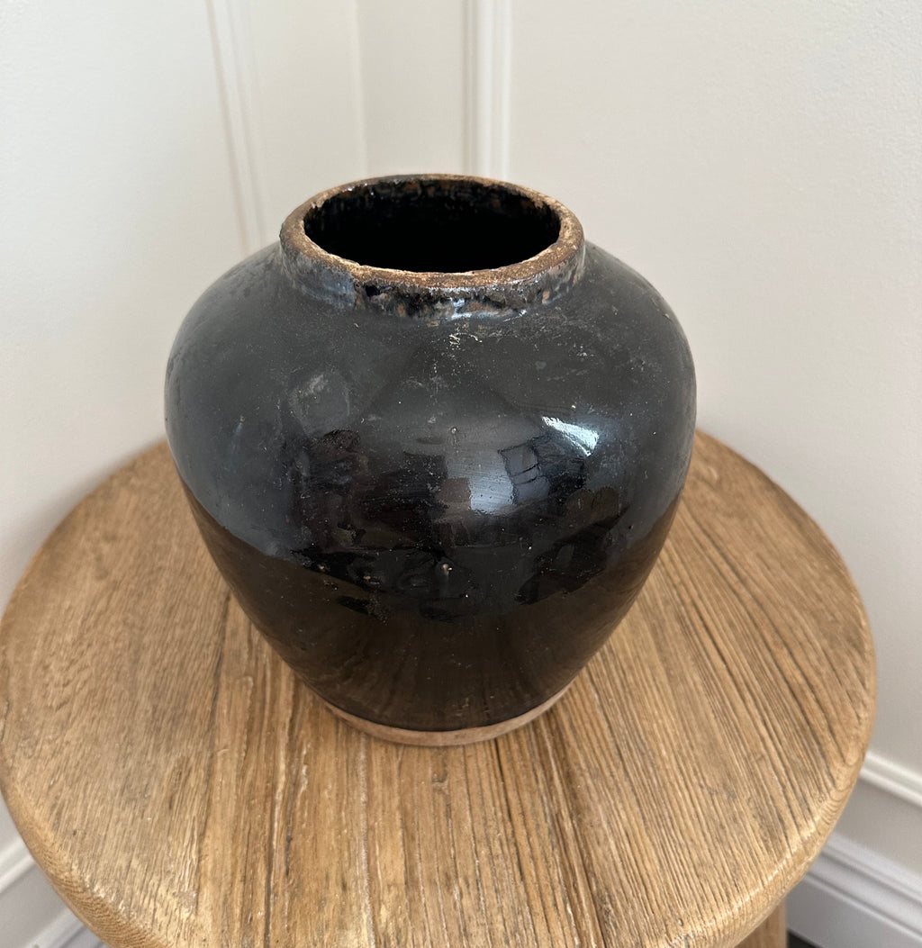 Glazed Black Vintage Pot image 2