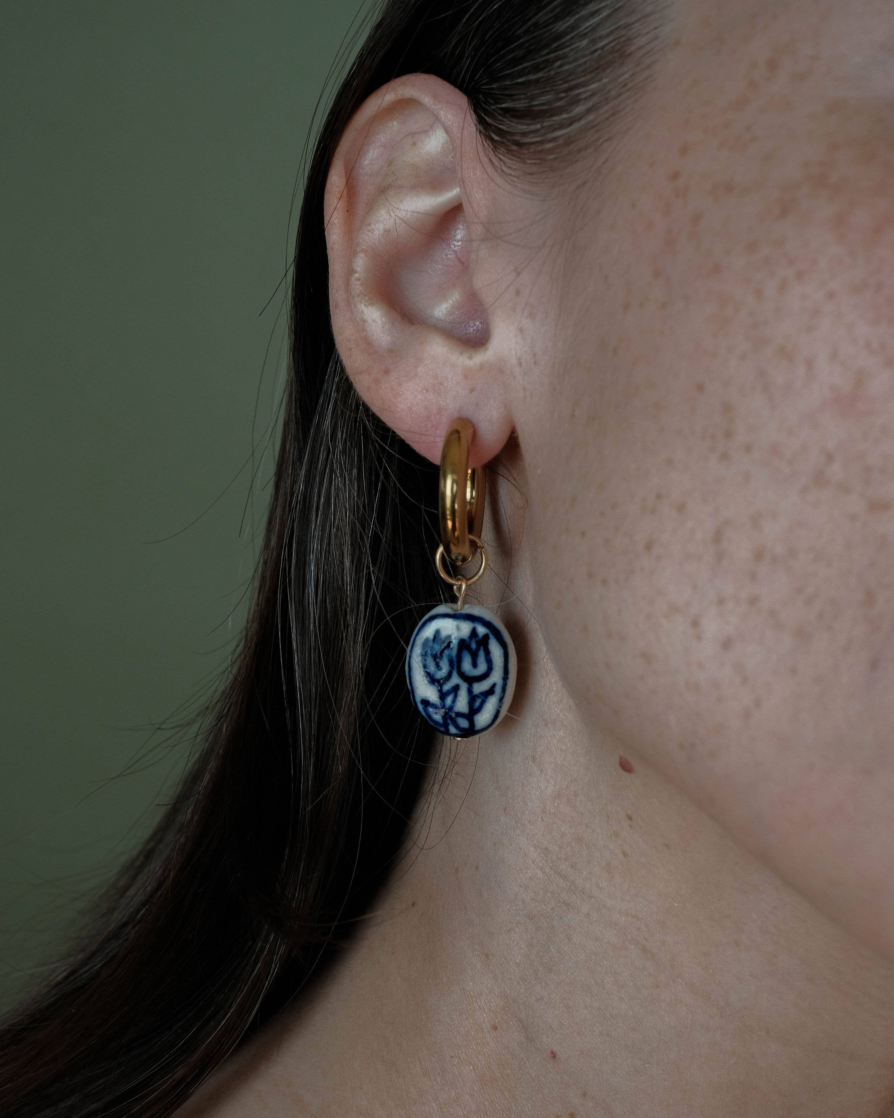 Chloe Tulip Porcelain Bead Hoops