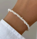 Luna Bloom Dainty Petite Buroque Pearl Bracelet – Steel 