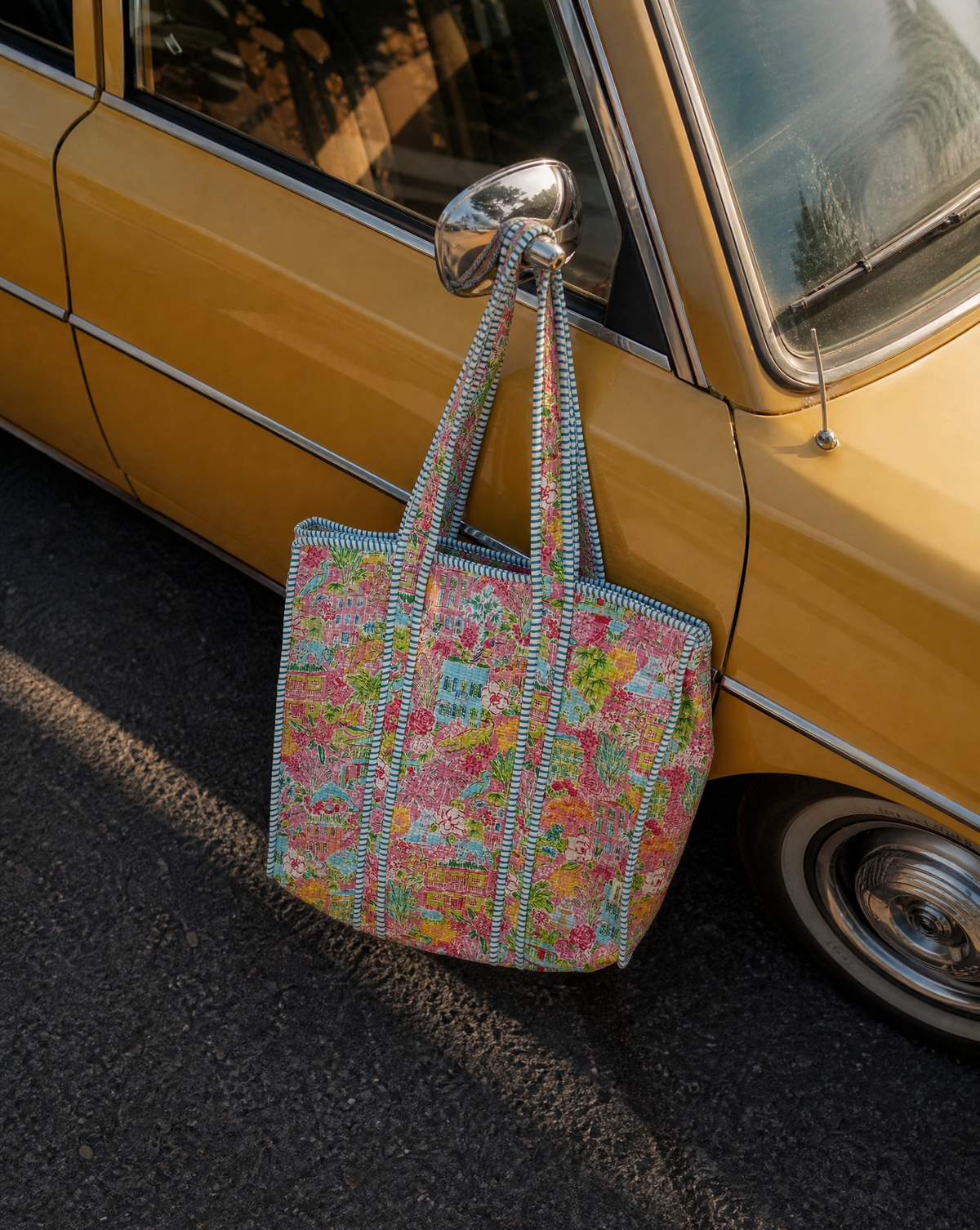 Block Printed and Handmade floral tote bag