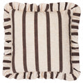 Connie Square Striped Ruffle Cushion Chocolate