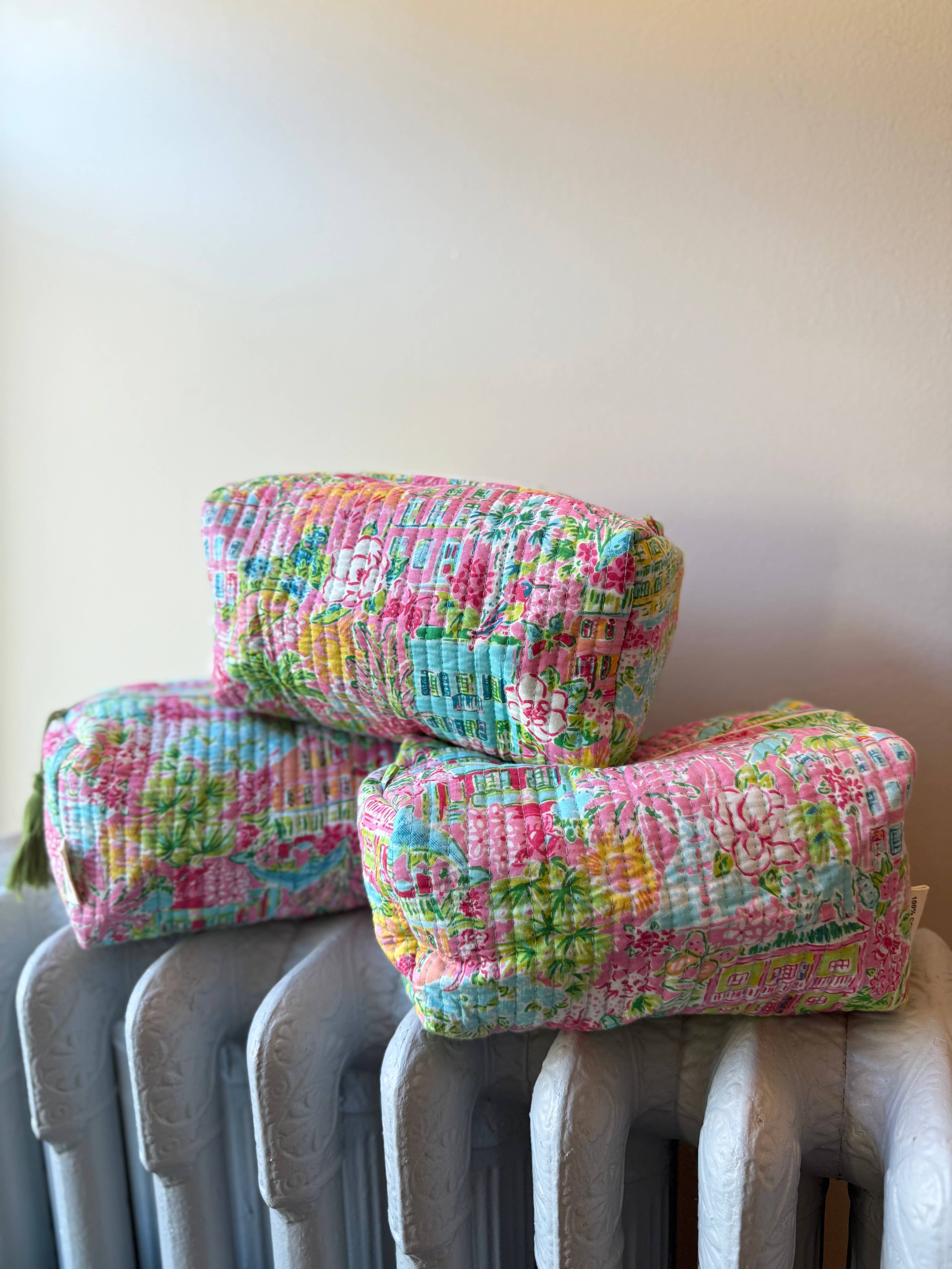 Block Printed and Handmade large waterproof toiletry pouch