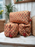 Block Printed and Handmade large waterproof toiletry pouch