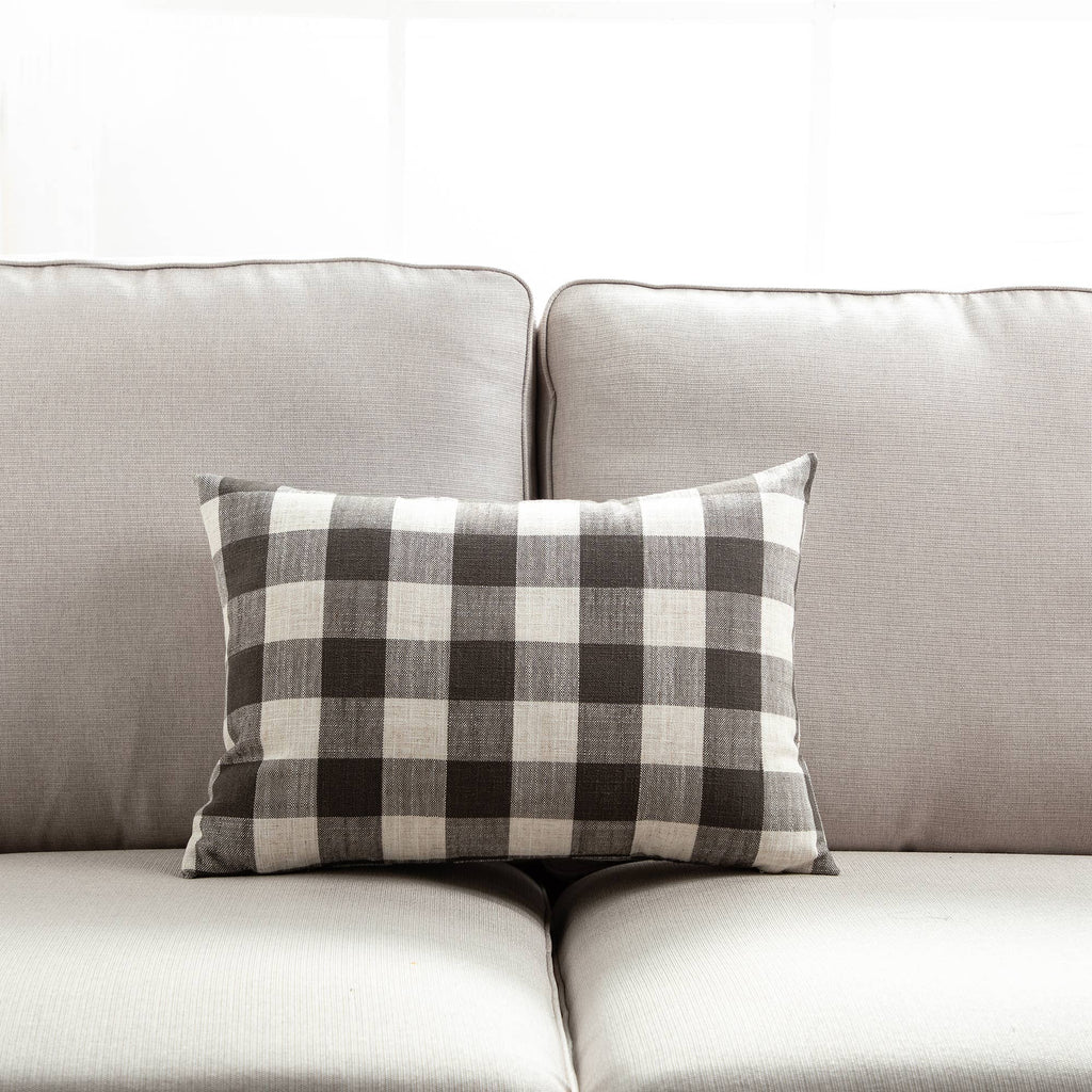 Neutral tones pillows in classic check and stripe pattern