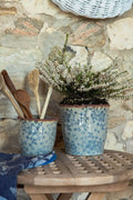 6.5 INCH POT WITH BLUE FLORAL PATTERN