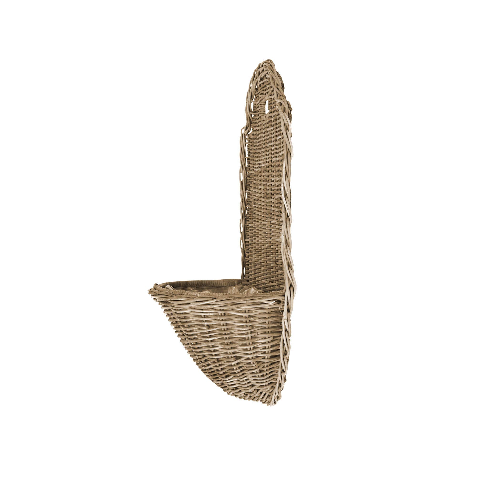 LARGE KUBU GREY RATTAN WALL PLANTER WITH LINER