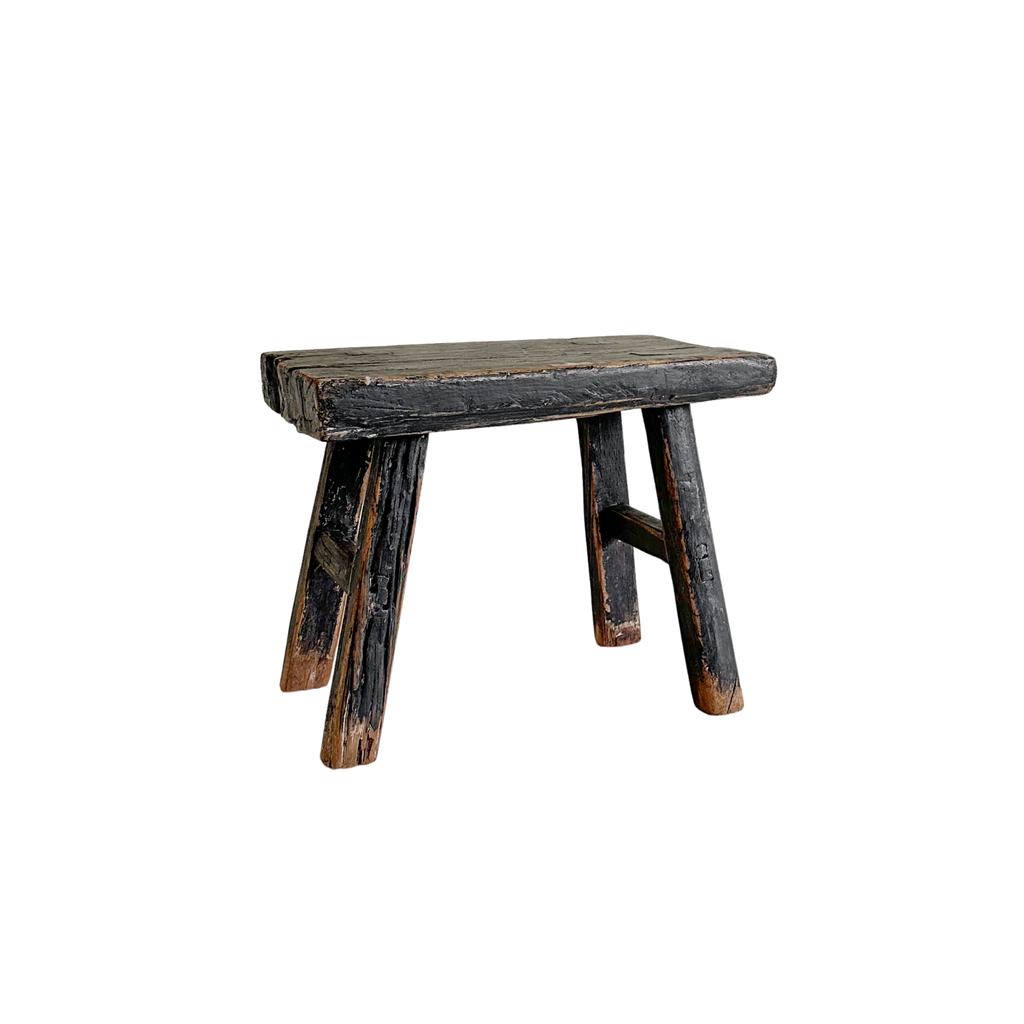 Small Elm Wood Stool Riser - Weathered Black image 0