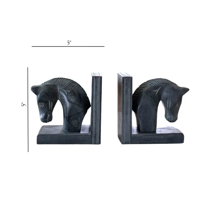Hand Carved Horse Book Ends image 1