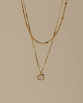 Sara Dual Chain Opal Shell Pendant Necklace