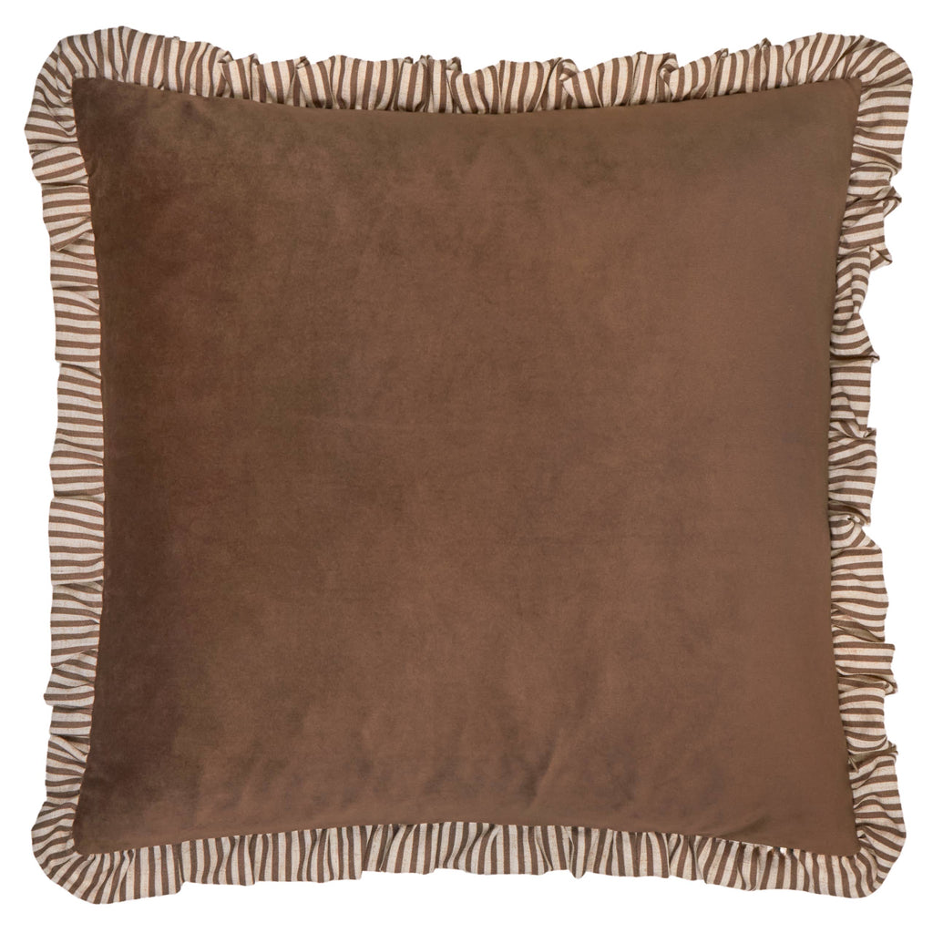 Solene Ruffle Matte Velvet Cushion Truffle