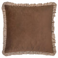 Solene Ruffle Matte Velvet Cushion Truffle