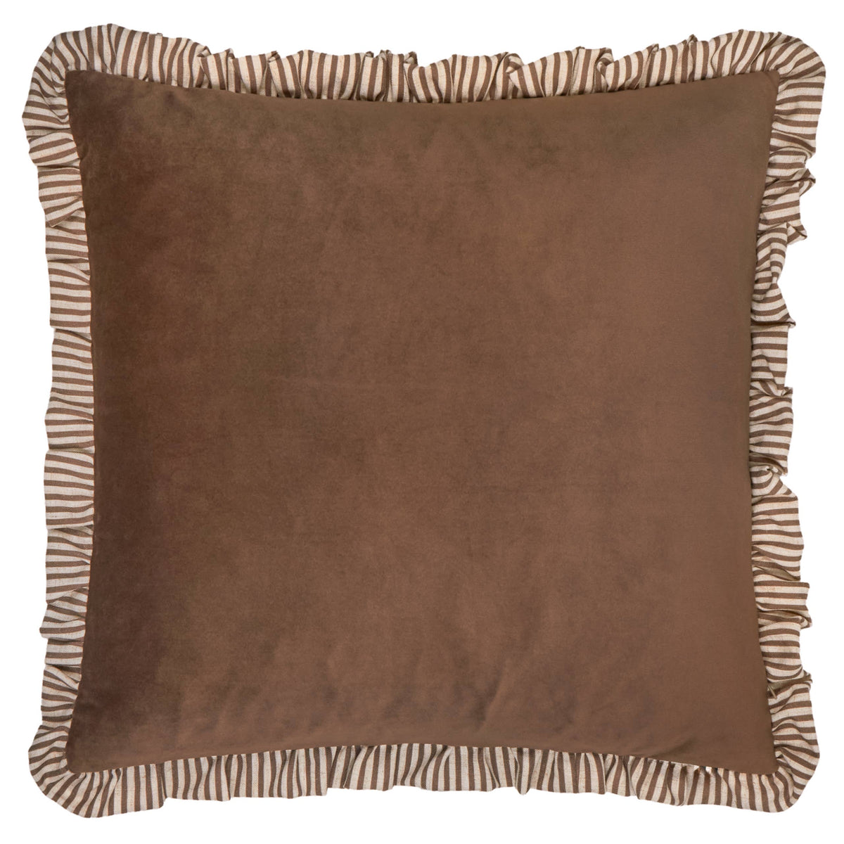 Solene Ruffle Matte Velvet Cushion Truffle