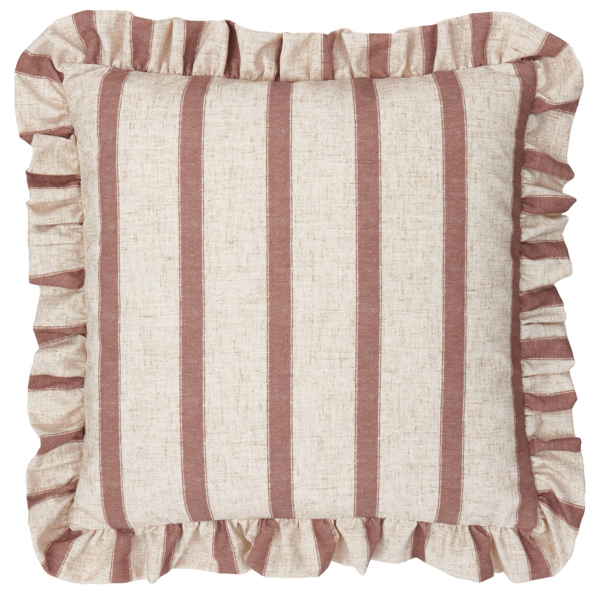 Square Striped Ruffle Cushion Cover - Clay Pink