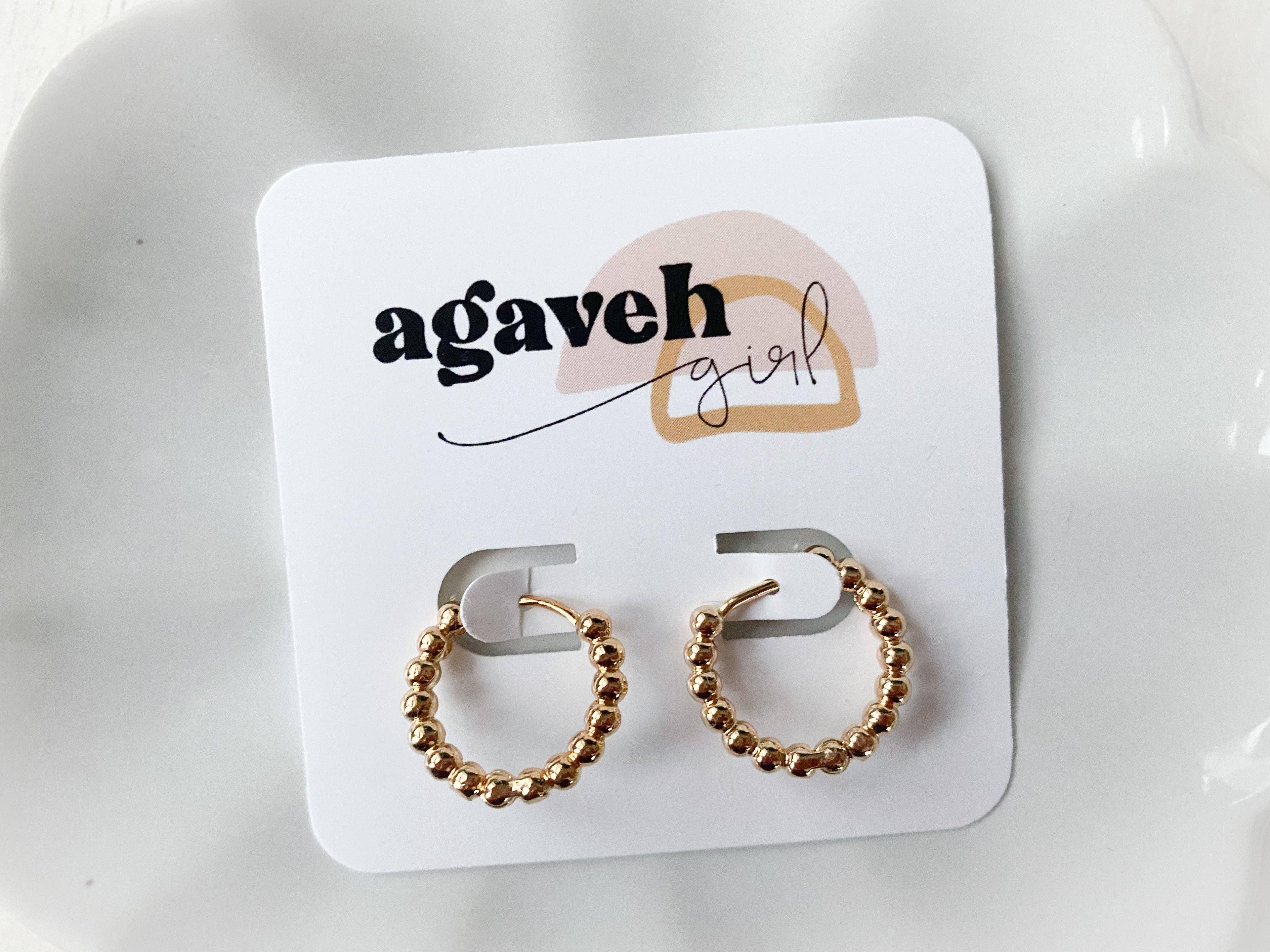 Beaded Gold Hoops