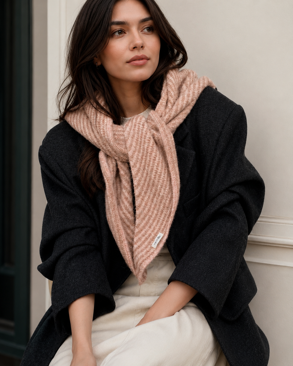 Striped Wool Blend Triangle Scarf | Boutique Fall Accessory