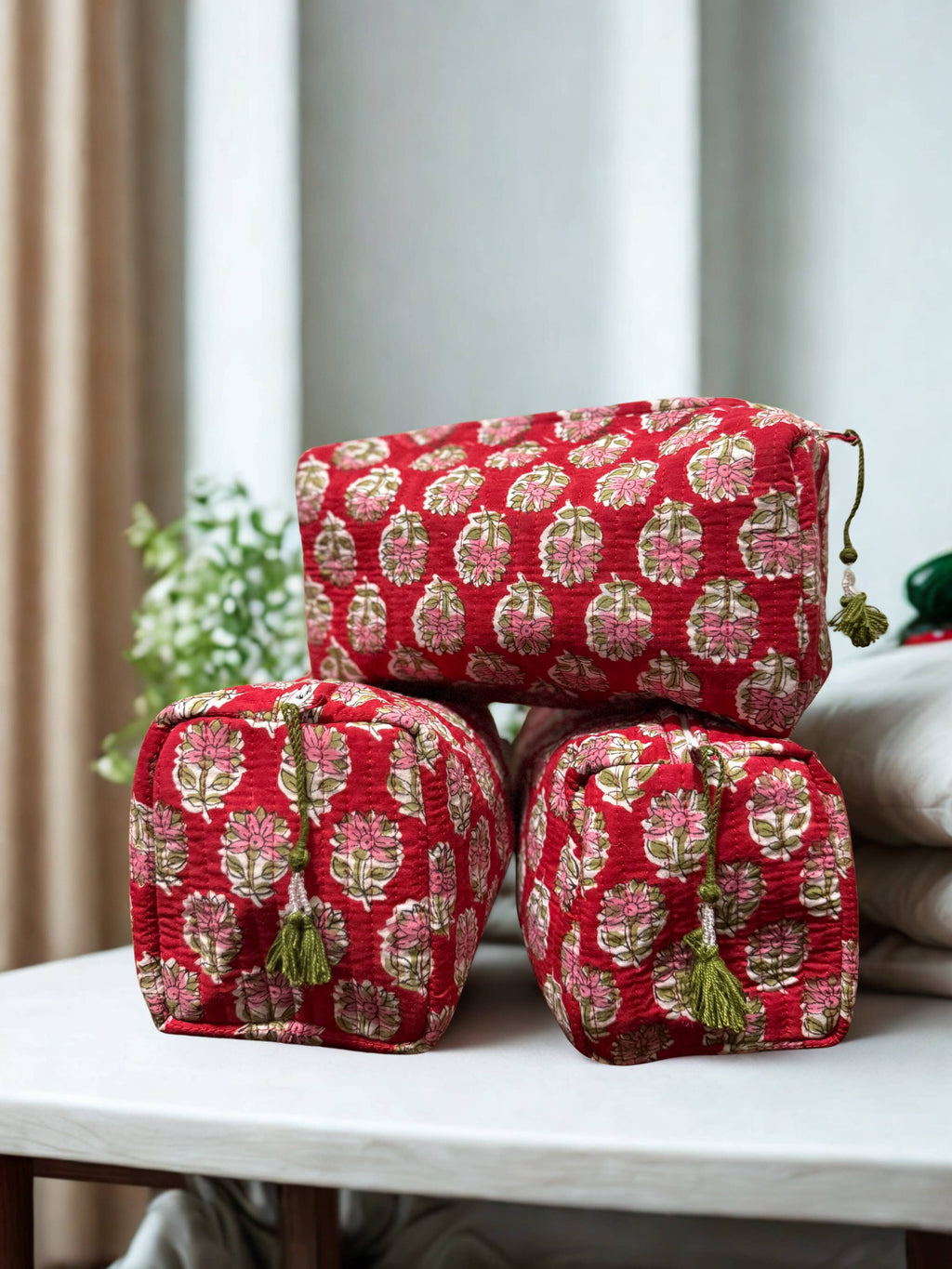 Block Printed and Handmade large waterproof toiletry pouch