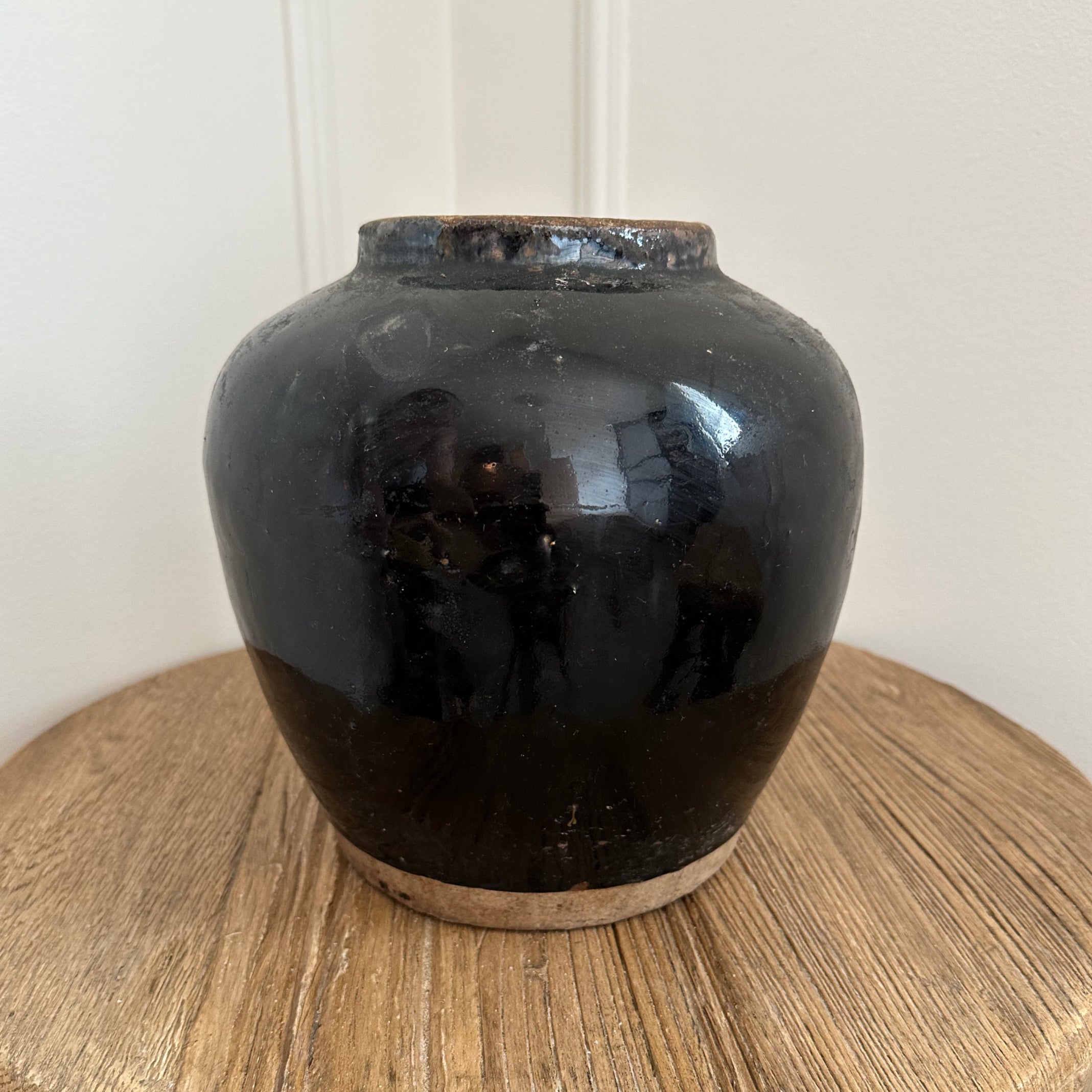 Glazed Black Vintage Pot image 1
