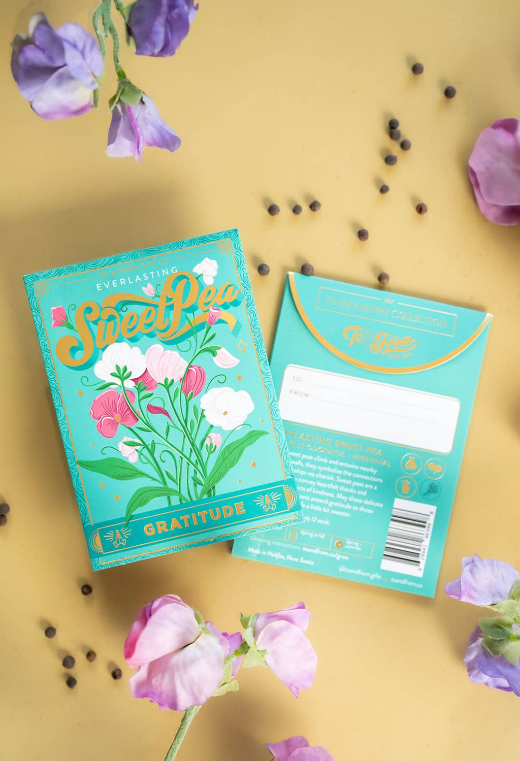 Seed Packet - Sweet Pea Flowers (Gratitude) - Gold Foil