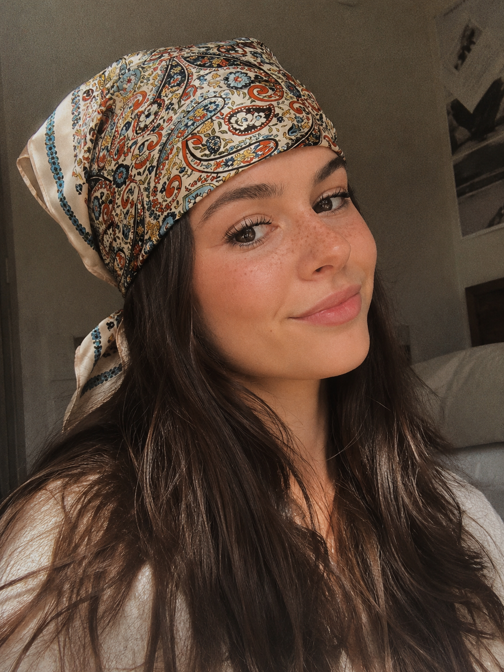 100% Mulberry Silk Paisley Print Twilly Bandana Scarf