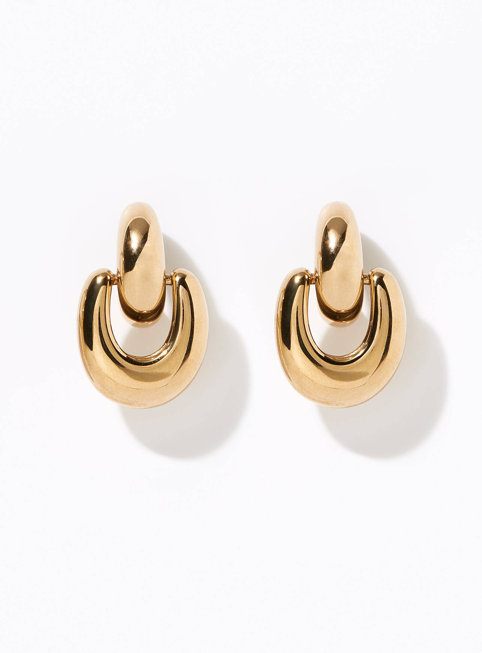 Puffy Door Knocker Hoop Earrings- Steel