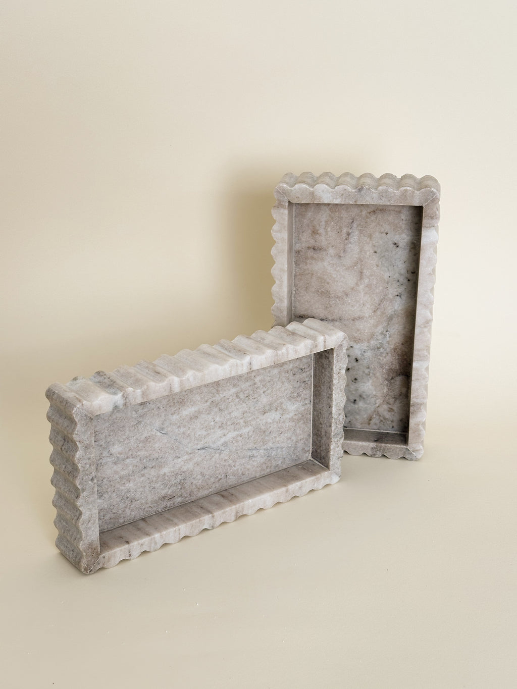 Beige Fluted Marble Bridge Tray image 1