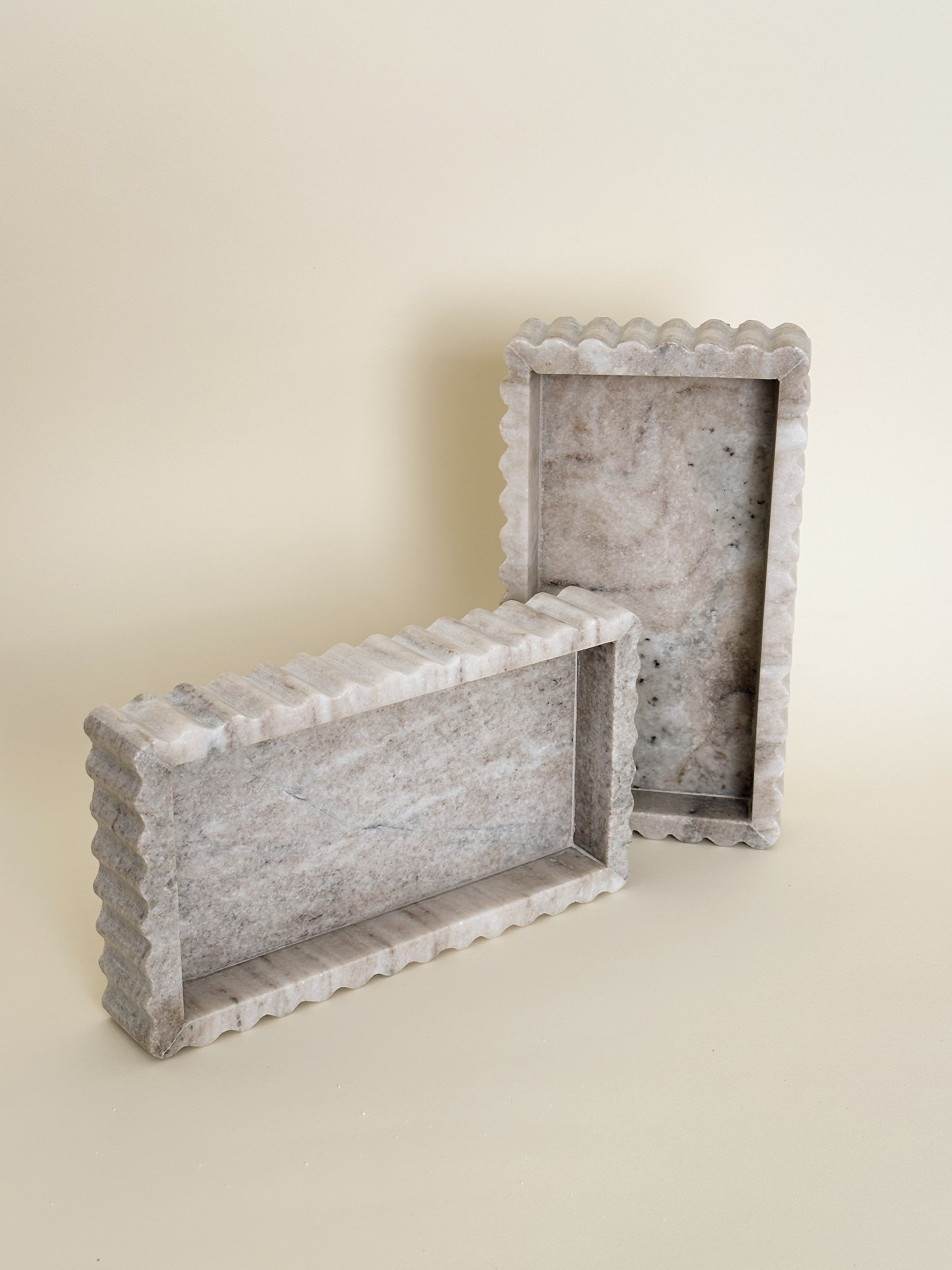 Beige Fluted Marble Bridge Tray image 1